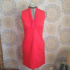 L&L linen and Life red sleeveless midi sheath dress size 6